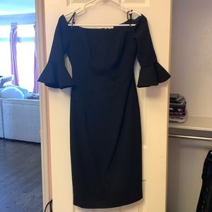 Off the shoulder black cocktail dress